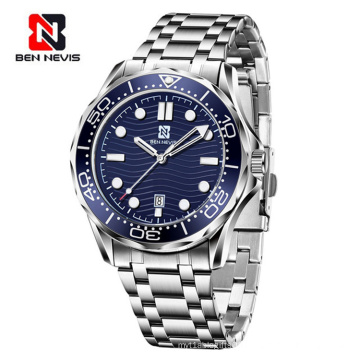 Ben Nevis BN3016G brand famous quartz watch steel band three needle calendar fashion trend watch man Business Clock Relogio